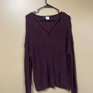 Maroon Crisscross Top Sweater, XL